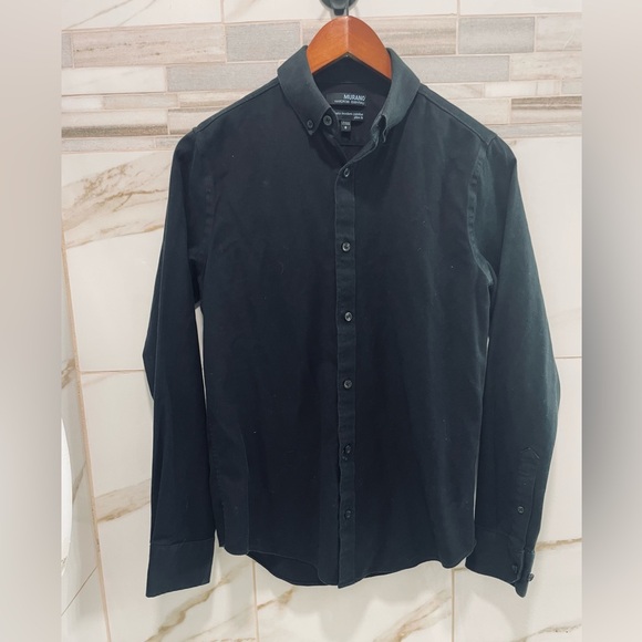 MURANO men’s black shirt ultimate modern comfort button down slim fit small - Picture 8 of 12